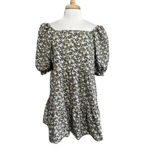 Levis Babydoll Balloon Puff Sleeve Dress Top Womens L Ditzy Cottagecore